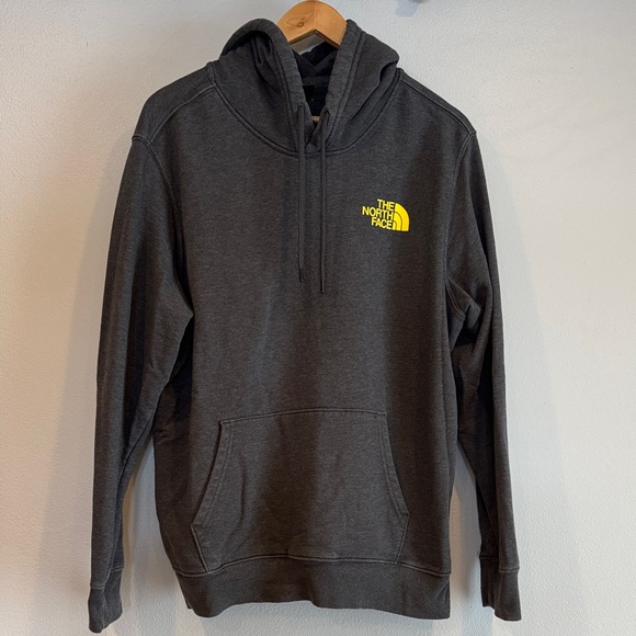 The North Face Charcoal Hoodie with Bright Yellow Logo - Picture 2 of 5